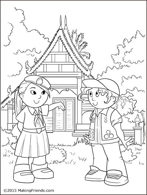 thailand girl guide coloring page makingfriendsmakingfriends