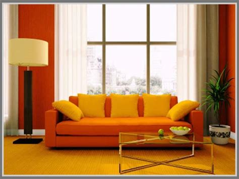 interior ruang tamu warna orange  desain interior rumah