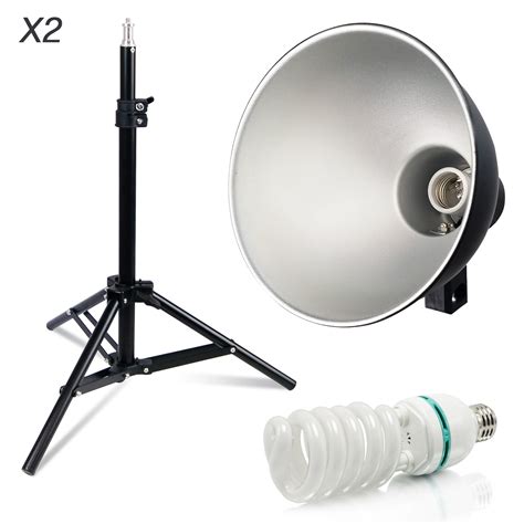photo studio lighting kit bowl dish reflector   stands  light bulb  ebay