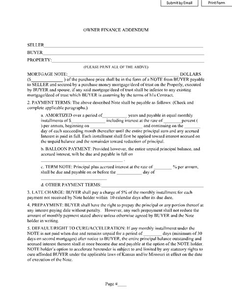 owner financing contract template  forms updated