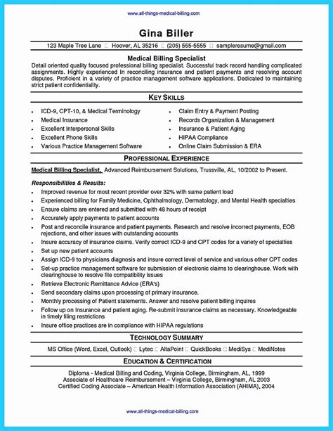 medical biller resume examples awesome exciting billing specialist
