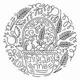 Shavuot Jewish Pagina Coloritura Ebrea Festa Vakantie Joodse Kleurende Doodle Hebrew Figs sketch template