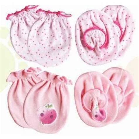 100 Knitted Cotton Light Pink Printed Mitten Booty Set At Rs 299 Set