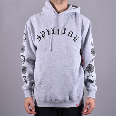 spitfire wheels   combo sleeve pullover hoodie heather grey skate clothing  native