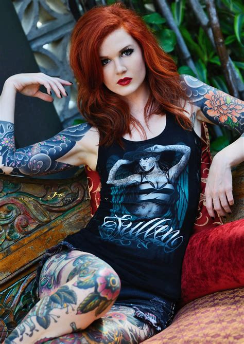 tattoo model luna marie sexy girls hot inked girls redhead beauty