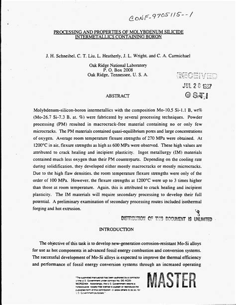 processing  properties  molybdenum silicide intermetallics