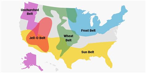 Regions Of America Include Bible Belt And Rust Belt