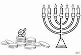 Dreidel Hanukkah Gelt Chanukka Leuchter Menorah Hannukah sketch template