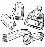 Winter Clothing Sketch Scarf Drawing Coloring Pages Clipart Hat Mittens Doodle Clothes Clip Vector Christmas Scenes Choose Board Sketches Preview sketch template