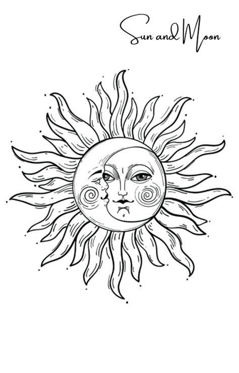 sun  moon coloring page etsy