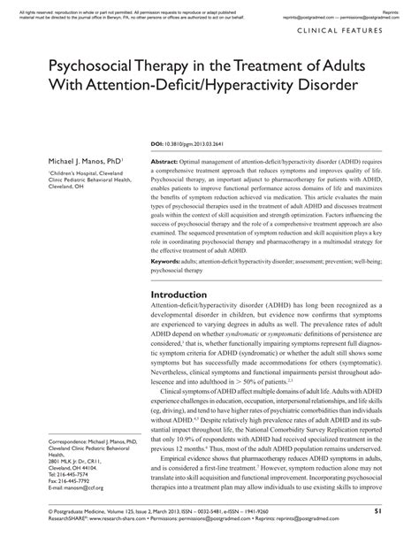 pdf psychosocial therapy in the treatment of adults with attention
