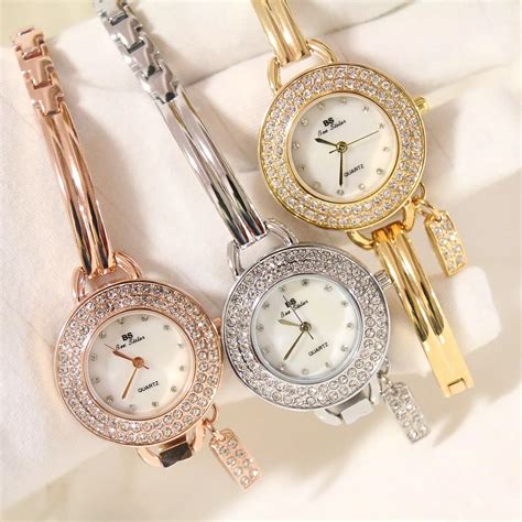 bs luxury brand watches women fashion quartz wrist  rhinetones