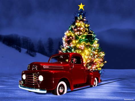 red car   background   christmas tree  christmas wallpapers