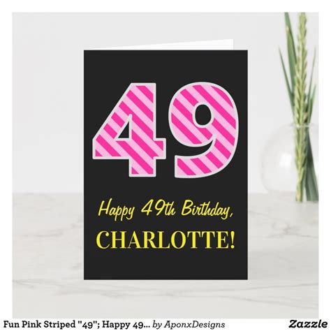 fun pink striped  happy  birthday  card zazzlecom