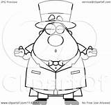 Chubby Shrugging Magician Clipart Cartoon Outlined Coloring Vector Cory Thoman Royalty sketch template