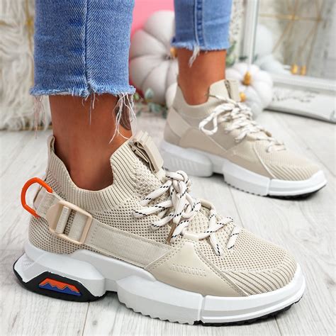 womens ladies sport slip  trainers buckle chunky sneakers party women
