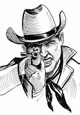 Coloring Cowboys Sheriffs Cowgirls Villains sketch template