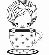 Teacup Drawing Stamping Coloring Girl Line Bella Embroidery Tabitha Getdrawings Pages Choose Board sketch template