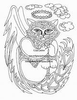 Coloring Pages Angel Cat Fantasy Kitty Getcolorings Printable Getdrawings sketch template