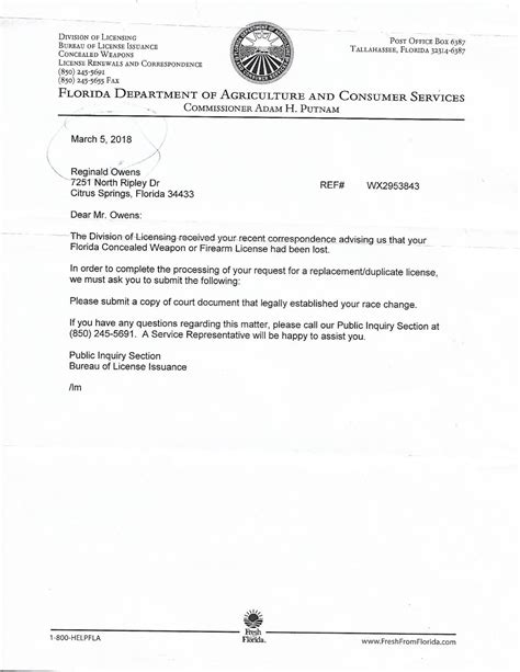 calameo florida division  licensing letter refusing  honor  sf