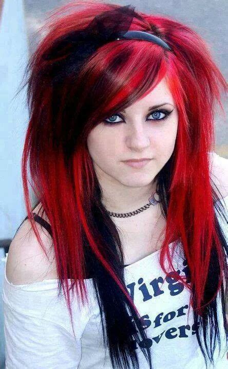 emo girl red and black hair emos ♥ hair color for black hair emo hair hair color 2016