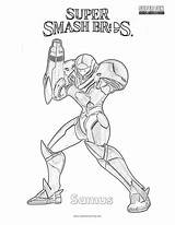 Smash Samus Coloring Super Brothers Bros Pages sketch template
