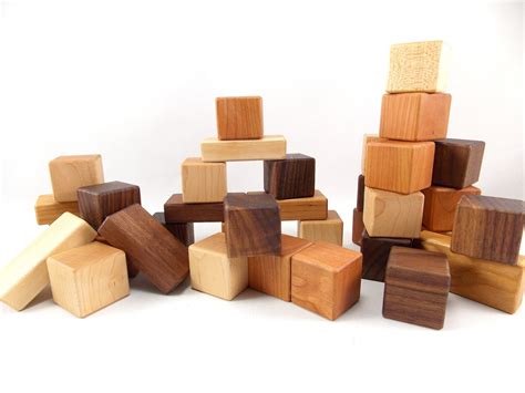 wooden building blocks natural hardwood toy  bannortoys