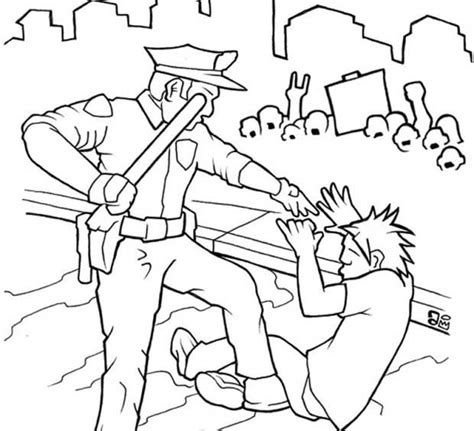 Desenho De Policial Prendendo Ladrão Para Colorir Tudodesenhos