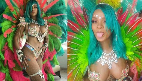 rihanna sparkles in sexy bejeweled bikini at barbados carnival nonistreet