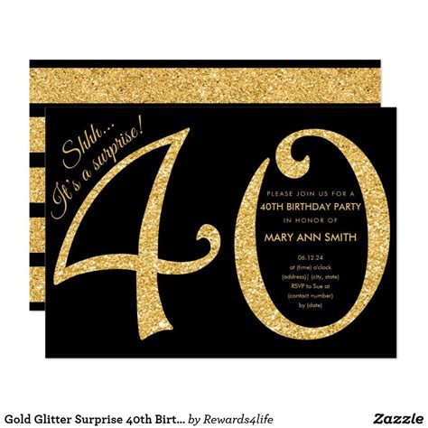 gold glitter surprise  birthday party invitation zazzle  birthday parties