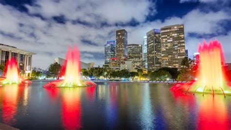 los angeles cityscape  water motion stock footage video