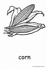 Coloring Pages Corn Vegetable Printable Vegetables Color Food Print Kids Fruits Sheets Nature Colouring Found Popular Cob sketch template