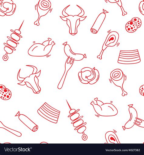 meat seamless pattern  eat elements sausage vector image