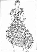 Coloring Pages Flower Colouring Dover Color Book Dress Girl Publications Girls Flowers Kleuren Printable Sheets Fashion Beautiful Years Year Old sketch template
