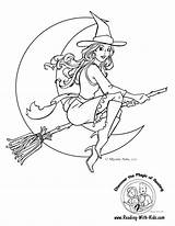 Coloring Witch Pages Children Simple Print sketch template