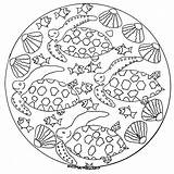 Mandala Mandalas Coloring Sea Pages Fishes Print Mer Imprimer Poisson Color Kids Fish Animals Simple Adult Animal Justcolor Zen Difficulty sketch template