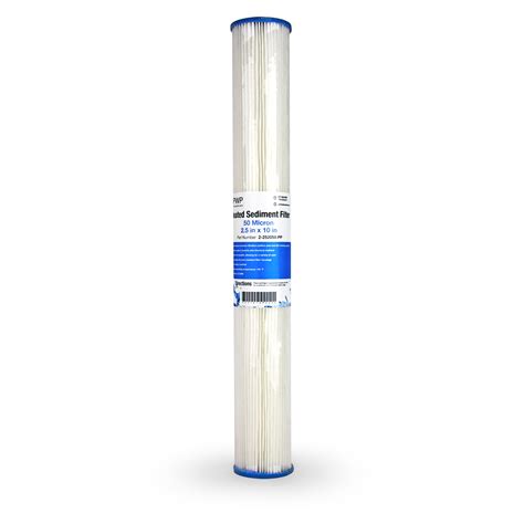 Pleated Poly Sediment Water Filter Cartridge Standard 2 5x20 50 Micron