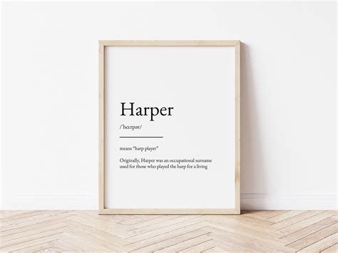harper  meaning print  print wall art minimalist etsy