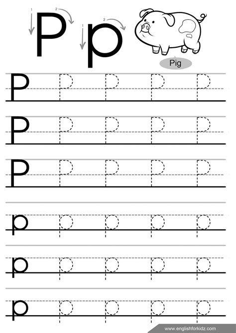 printable tracing letter p preschool worksheets dot  dot