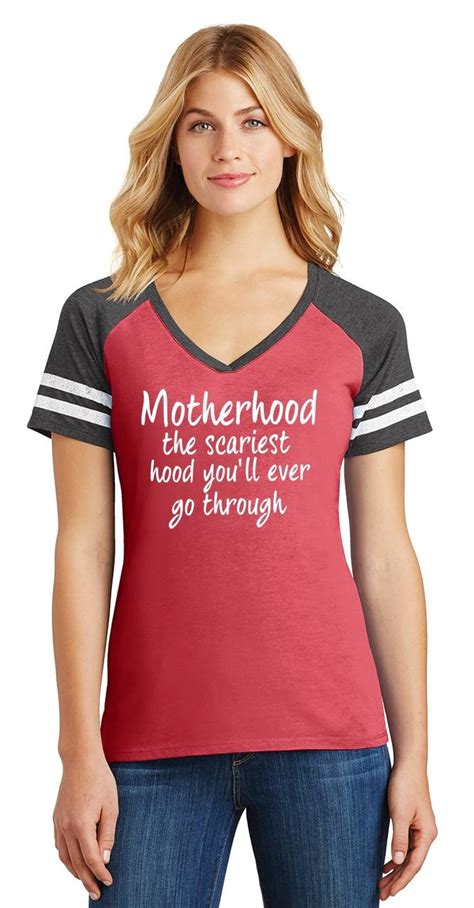 Ladies Motherhood Scariest Hood Game V Neck Tee Mom Wife Girlfriend Ebay