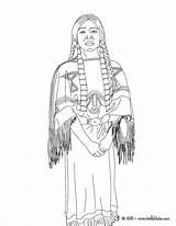 Native Sacajawea Sacagawea Hellokids Americans Indians Coloringhome Indien Colouring Books Horse Axe Línea sketch template