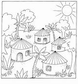 Village Drawing Scene Indian Scenery Kids Outline Jungle Sketch Simple Coloring Pages India Children Getdrawings Easy Drawings Colour Landscape Sketches sketch template