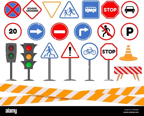 cartoon traffic light  road signs  kids safety caution