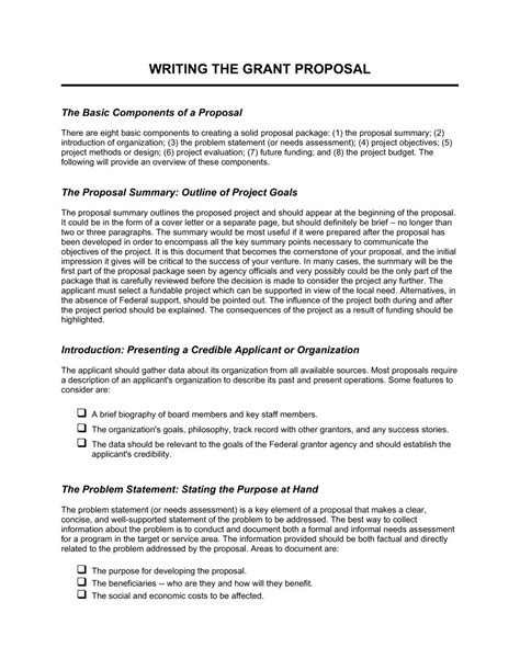 written proposal template grant proposal writing proposal