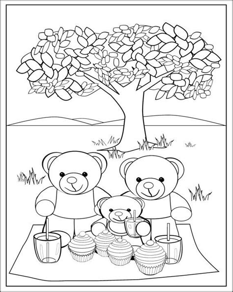 fun teddy bear picnic colouring page  kids printable teddy bear