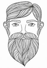 Zentangle Adu Mustache Baard Snor Portret Voor Panki sketch template