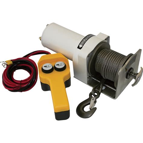 endurance marine  volt dc powered electric winch  lb capacity stainless steel cable