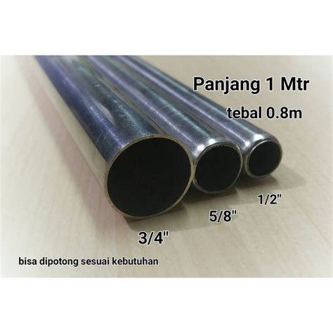 pipa 1 2 x 1mtr bulat stainless steel shopee indonesia
