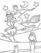 Coloring4free Witch Coloring Pages Broom Flying Related Posts sketch template