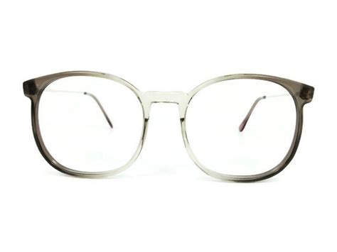 80s vintage glasses clear grey round oversized eyeglass frame nos